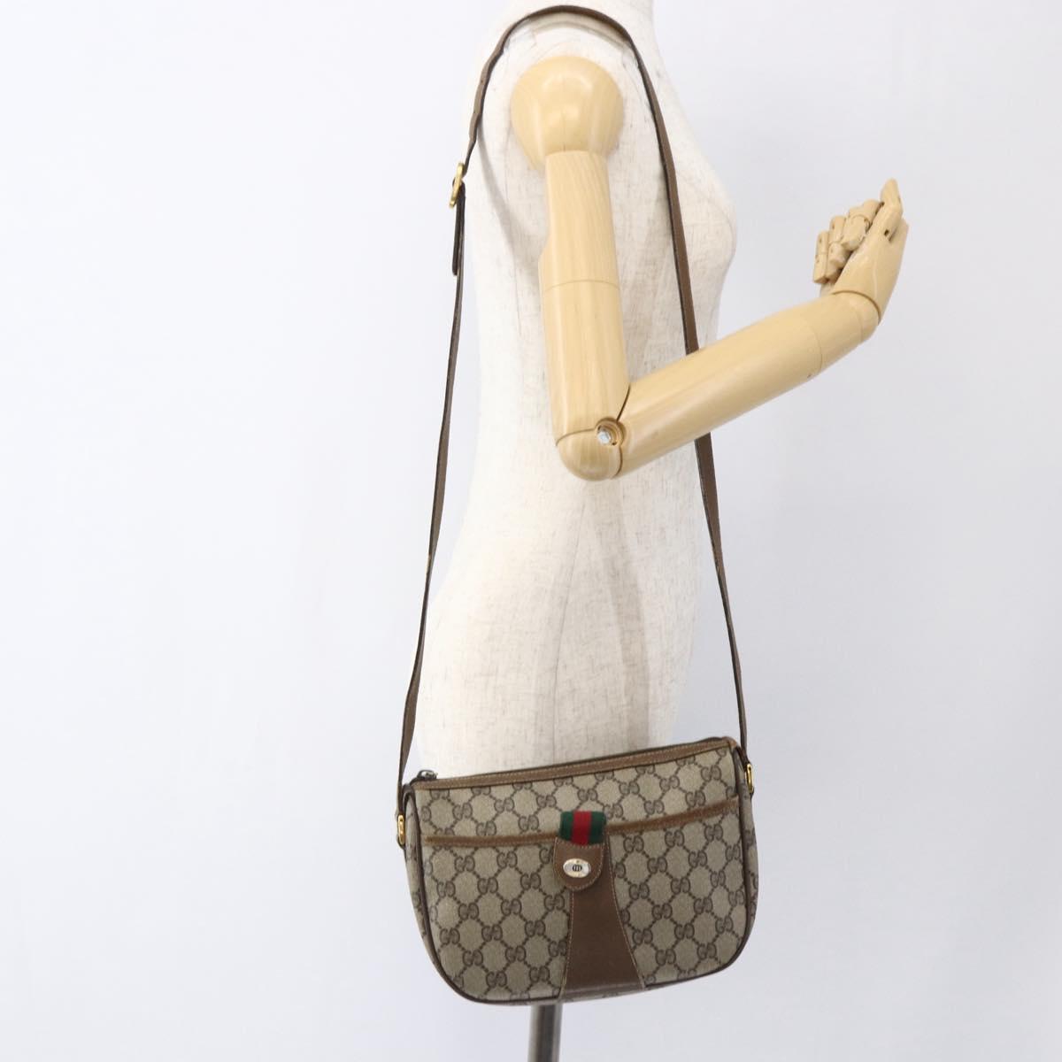 GUCCI GG Supreme Web Sherry Line Bag PVC Beige Red 89 02 032 Auth ti3672