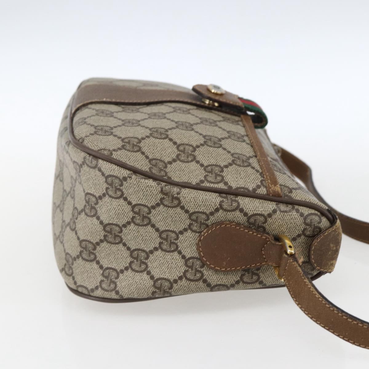 GUCCI GG Supreme Web Sherry Line Bag PVC Beige Red 89 02 032 Auth ti3672