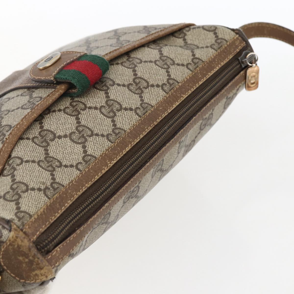 GUCCI GG Supreme Web Sherry Line Bag PVC Beige Red 89 02 032 Auth ti3672