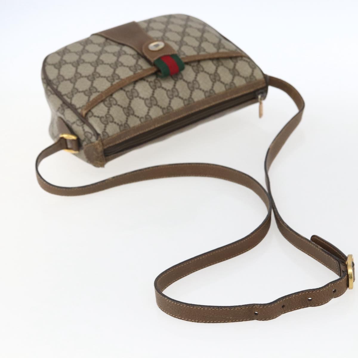 GUCCI GG Supreme Web Sherry Line Bag PVC Beige Red 89 02 032 Auth ti3672