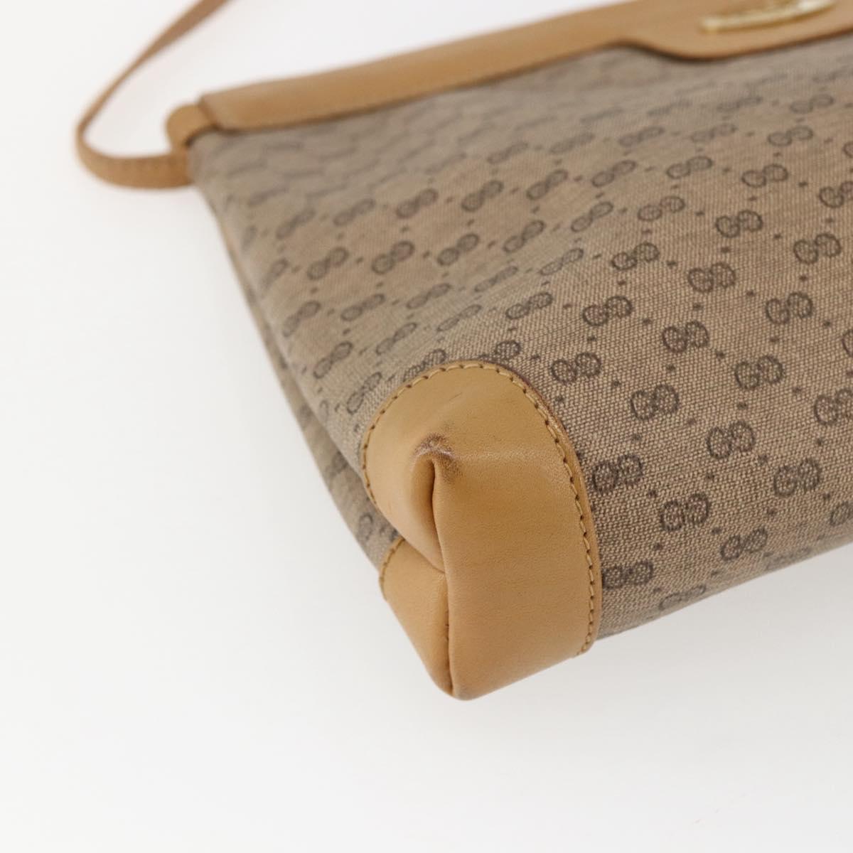 GUCCI Micro GG Supreme Shoulder Bag PVC Beige Gold Auth ti3673