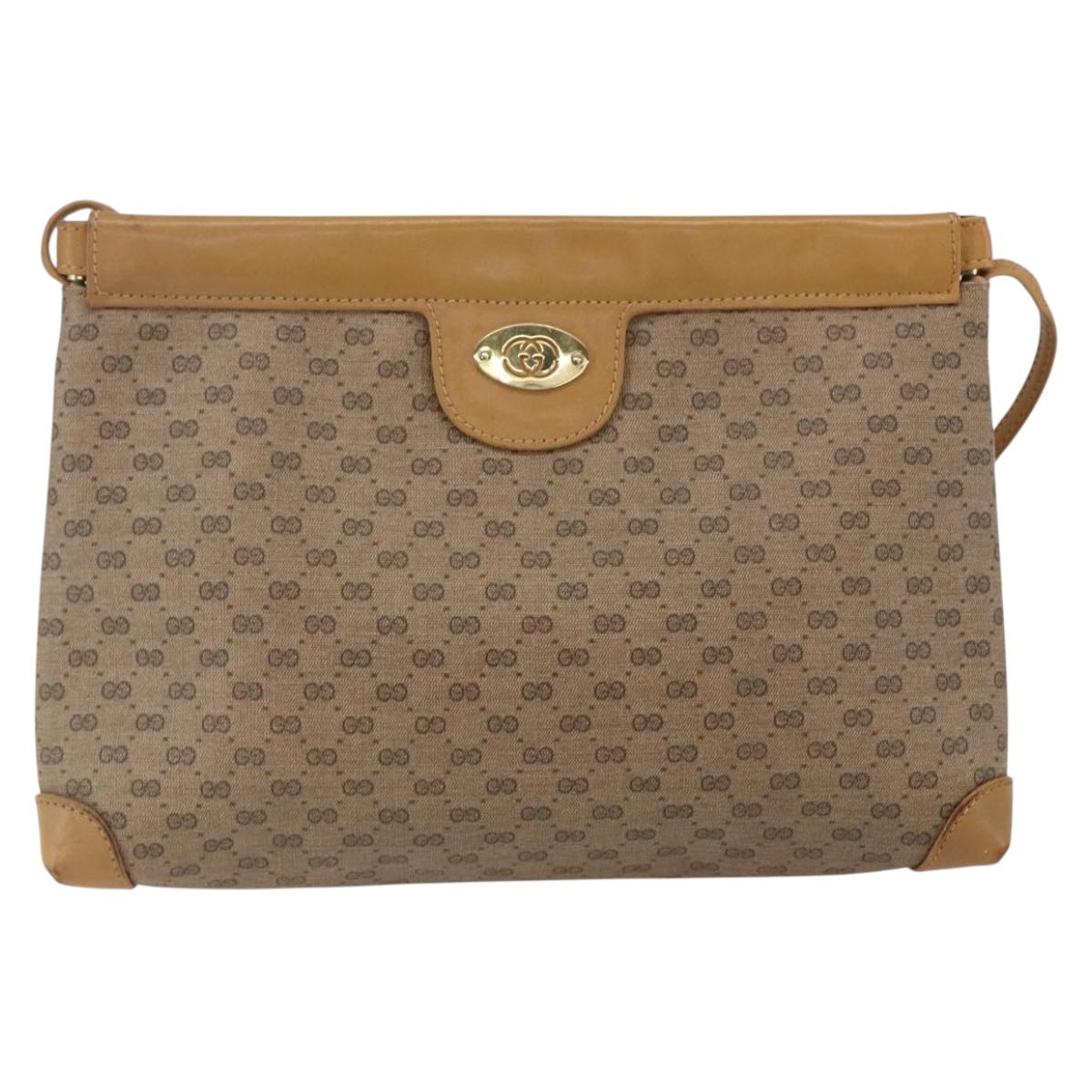 GUCCI Micro GG Supreme Shoulder Bag PVC Beige Gold Auth ti3673