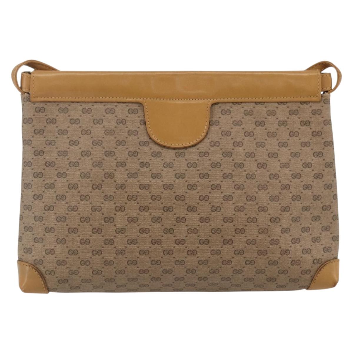GUCCI Micro GG Supreme Shoulder Bag PVC Beige Gold Auth ti3673
