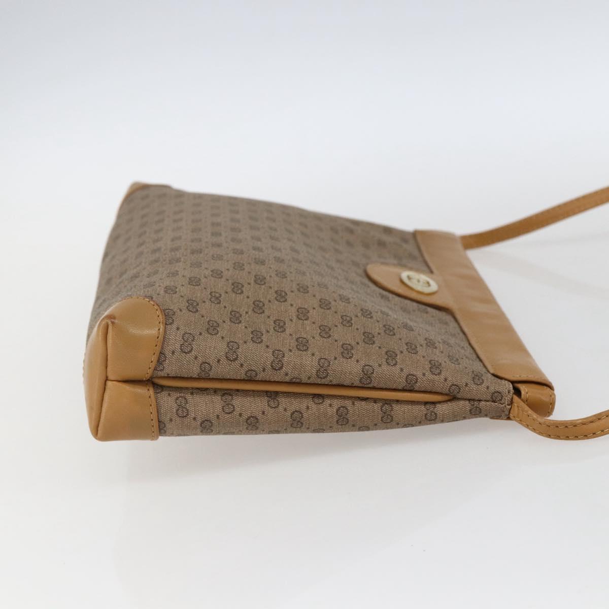 GUCCI Micro GG Supreme Shoulder Bag PVC Beige Gold Auth ti3673