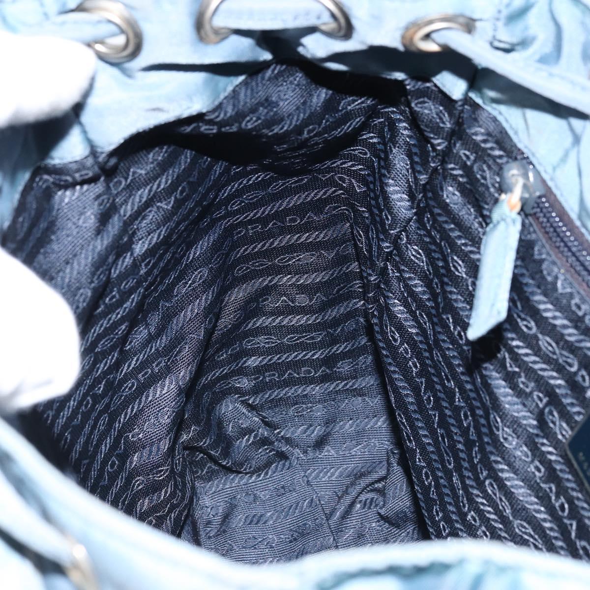 PRADA Backpack Nylon Baby Blue Silver Auth ti3674