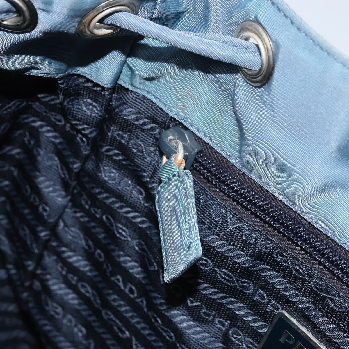 PRADA Backpack Nylon Baby Blue Silver Auth ti3674