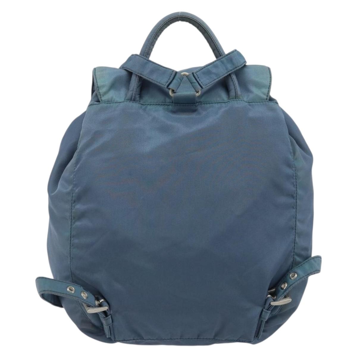 PRADA Backpack Nylon Baby Blue Silver Auth ti3674