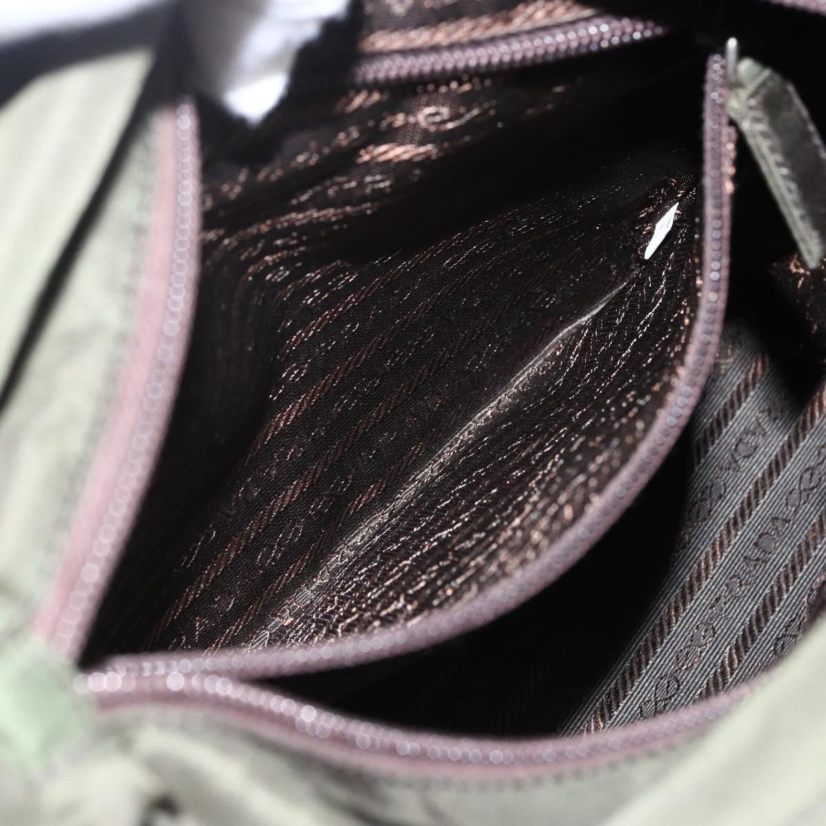 PRADA Hand Bag Nylon Khaki Silver Auth ti3676
