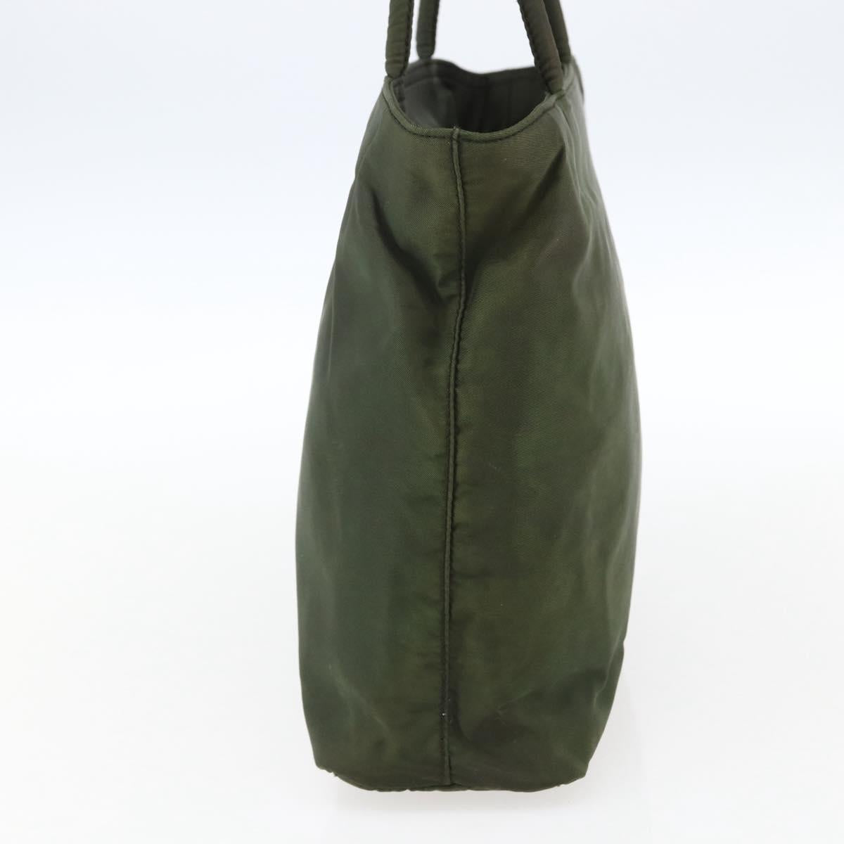 PRADA Hand Bag Nylon Khaki Silver Auth ti3676