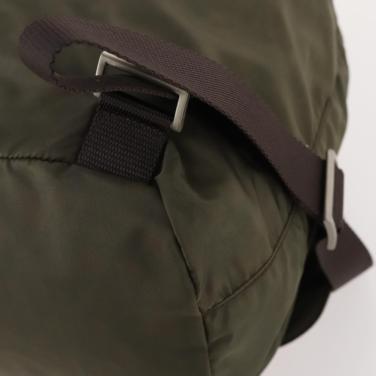 PRADA Backpack Nylon Khaki Silver Auth ti3677