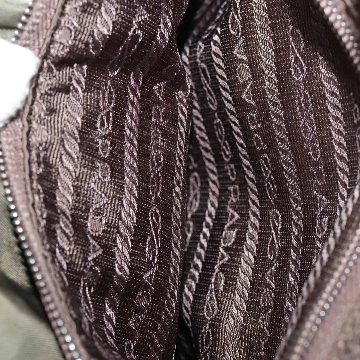 PRADA Backpack Nylon Khaki Silver Auth ti3677