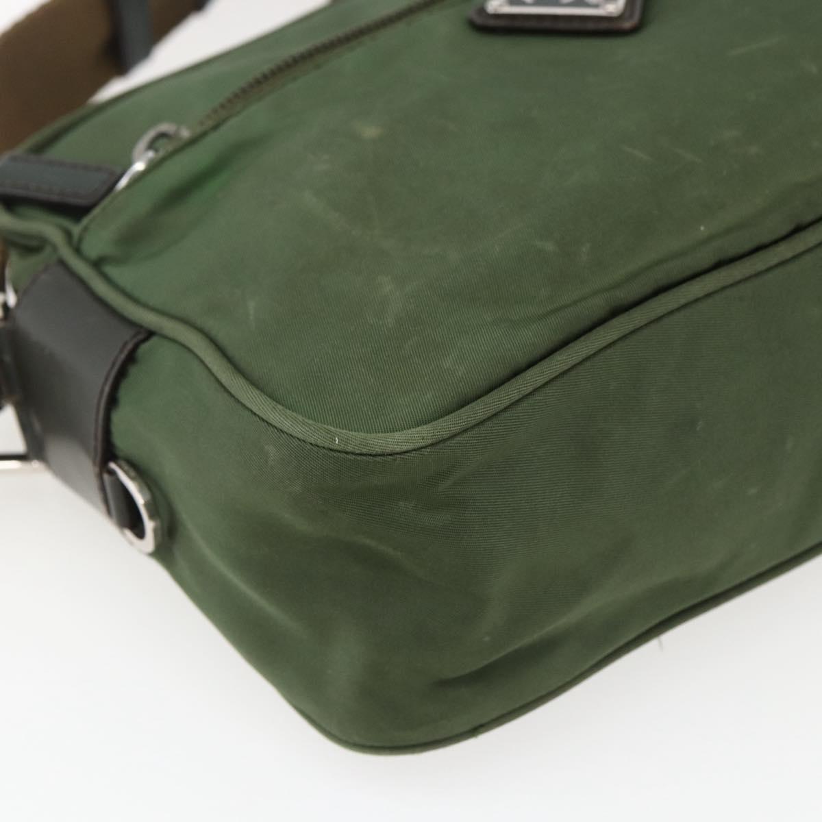 PRADA Shoulder Bag Nylon Green Silver Auth ti3679