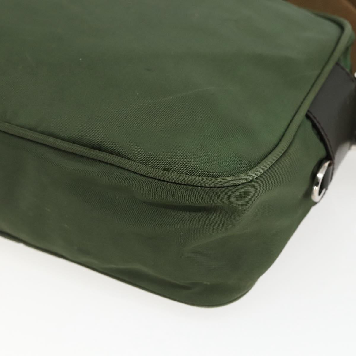 PRADA Shoulder Bag Nylon Green Silver Auth ti3679