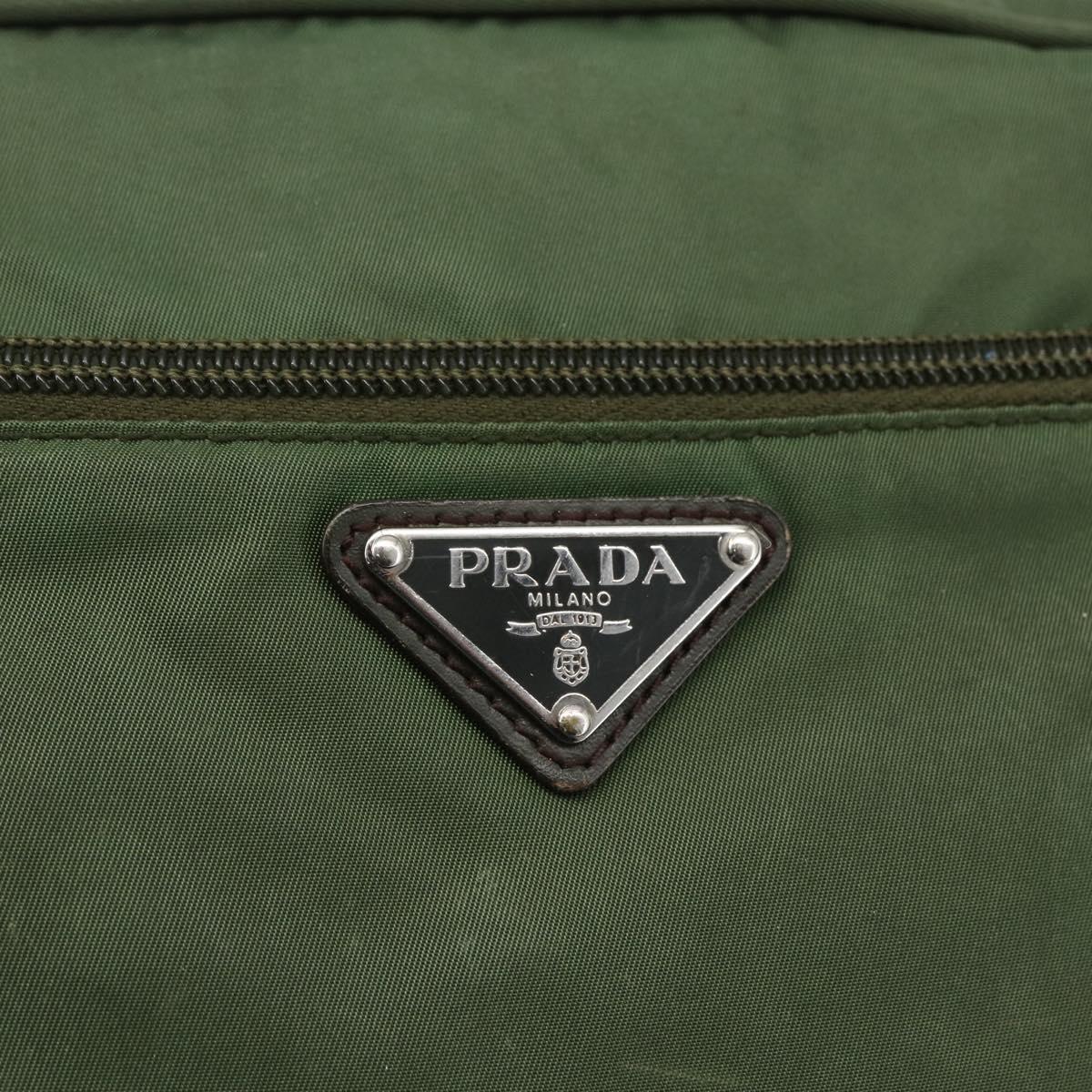 PRADA Shoulder Bag Nylon Green Silver Auth ti3679