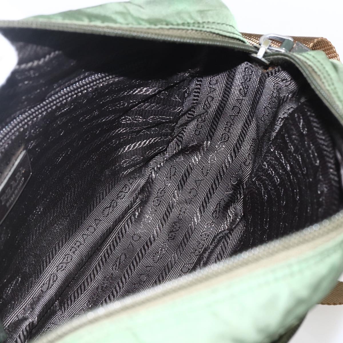 PRADA Shoulder Bag Nylon Green Silver Auth ti3679