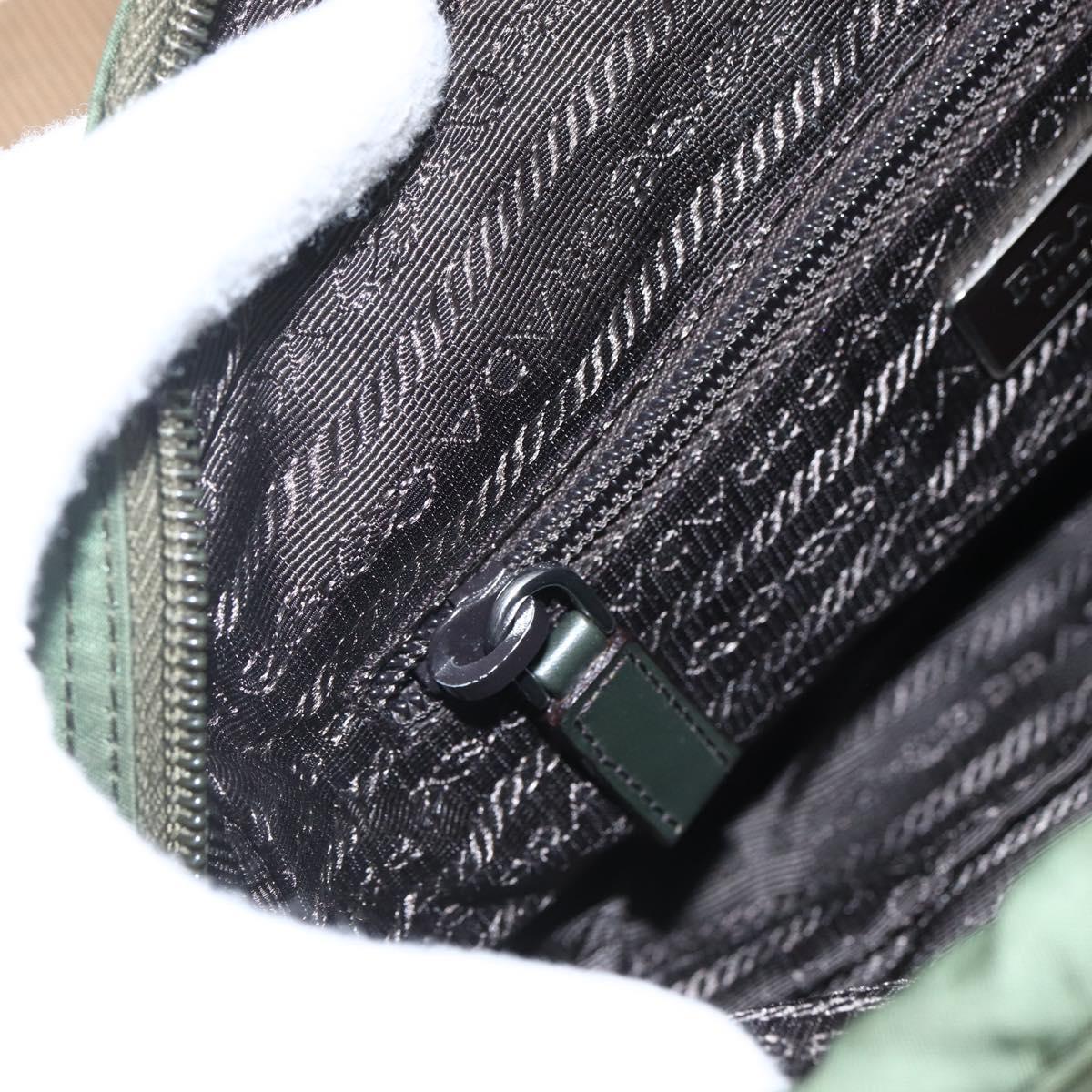 PRADA Shoulder Bag Nylon Green Silver Auth ti3679