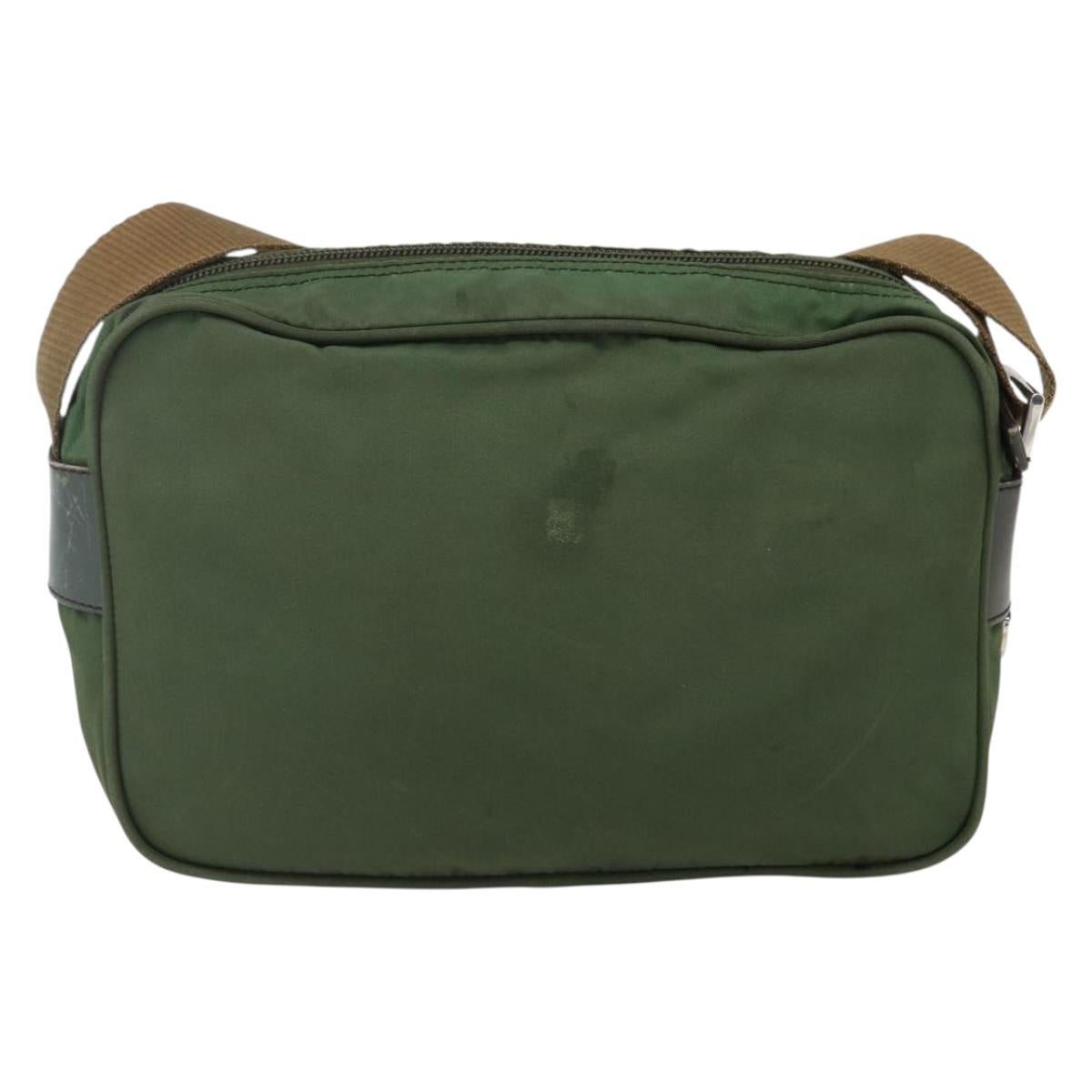 PRADA Shoulder Bag Nylon Green Silver Auth ti3679