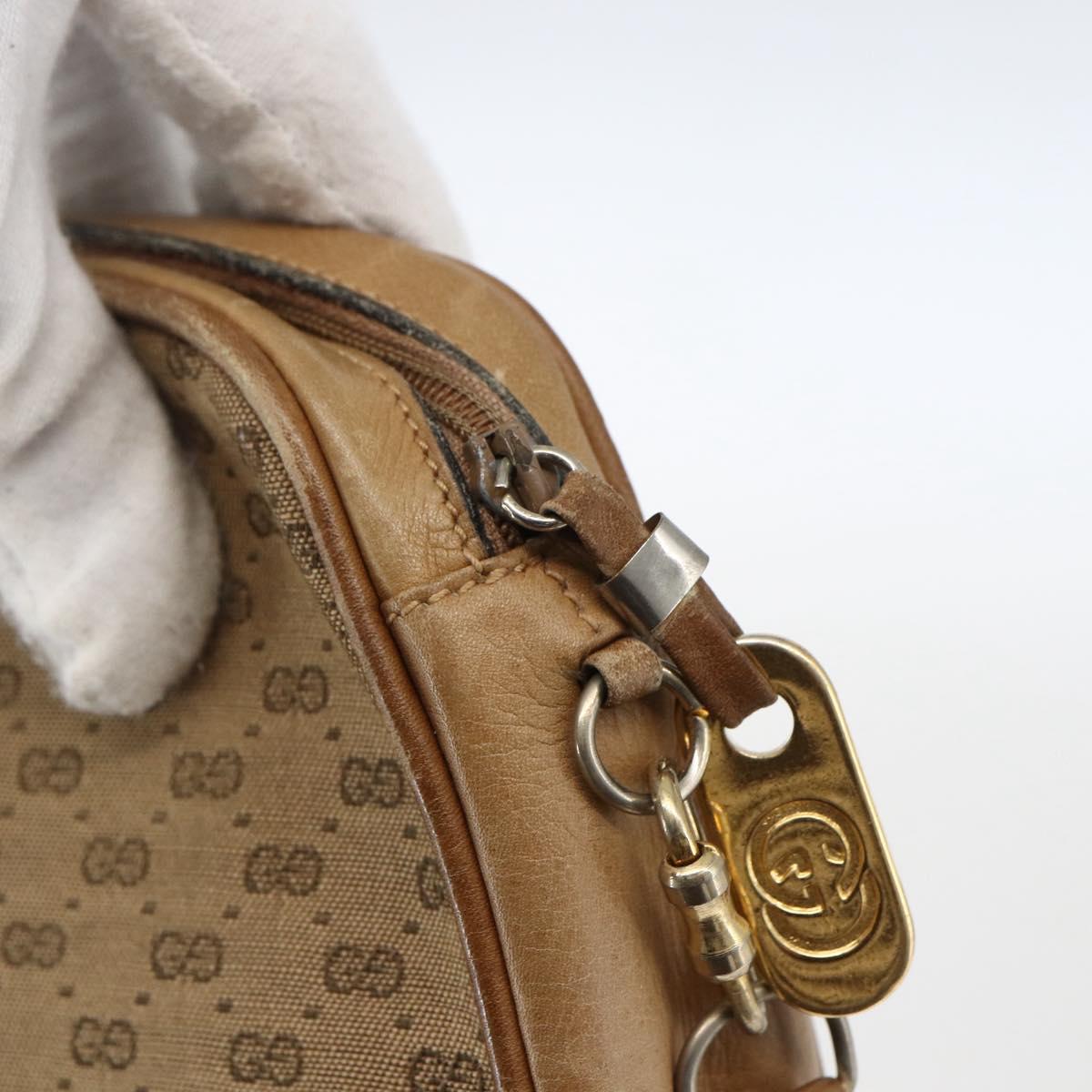 GUCCI Micro GG Canvas Shoulder Bag Beige Gold Auth ti3682