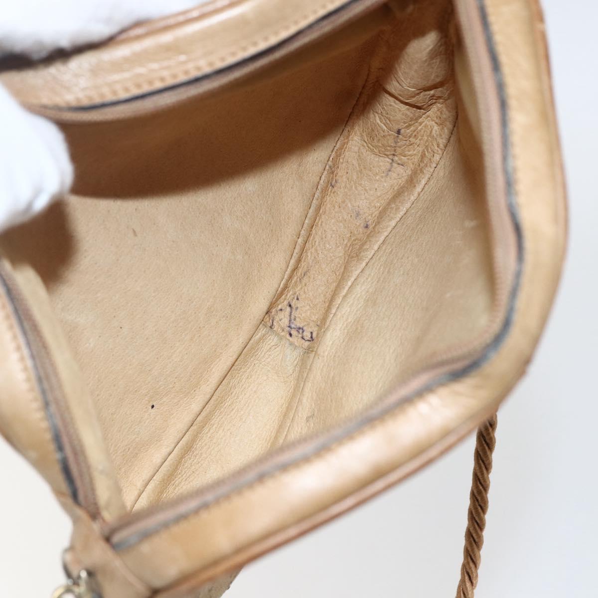 GUCCI Micro GG Canvas Shoulder Bag Beige Gold Auth ti3682