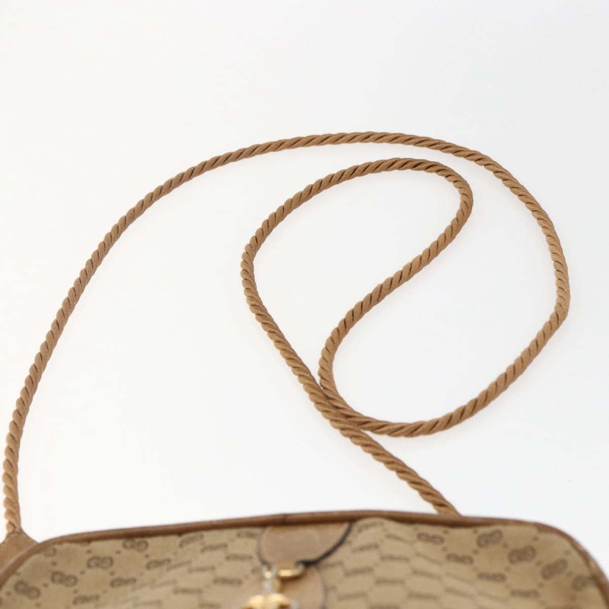 GUCCI Micro GG Canvas Shoulder Bag Beige Gold Auth ti3682