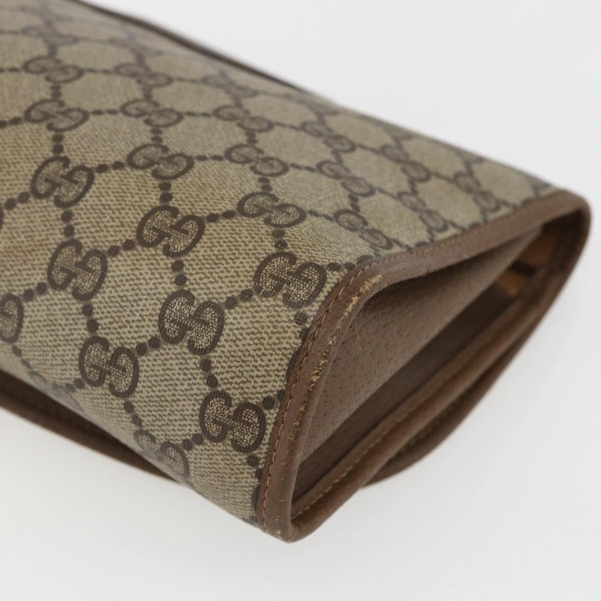 GUCCI GG Supreme Web Sherry Line Clutch Bag PVC Beige Gold 89 01 030 Auth ti3683