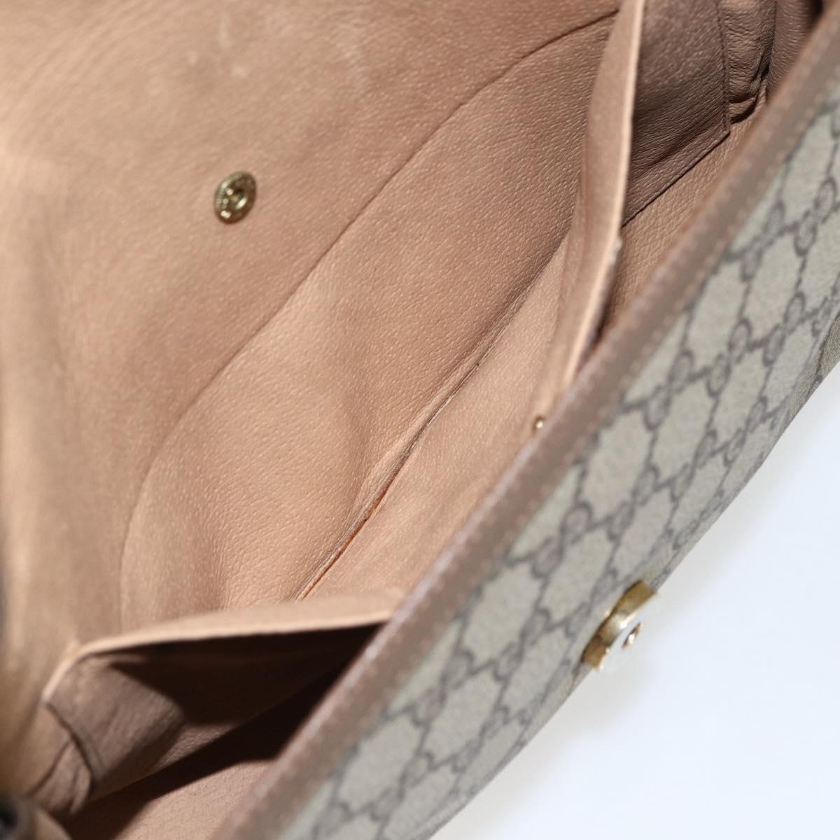 GUCCI GG Supreme Web Sherry Line Clutch Bag PVC Beige Gold 89 01 030 Auth ti3683