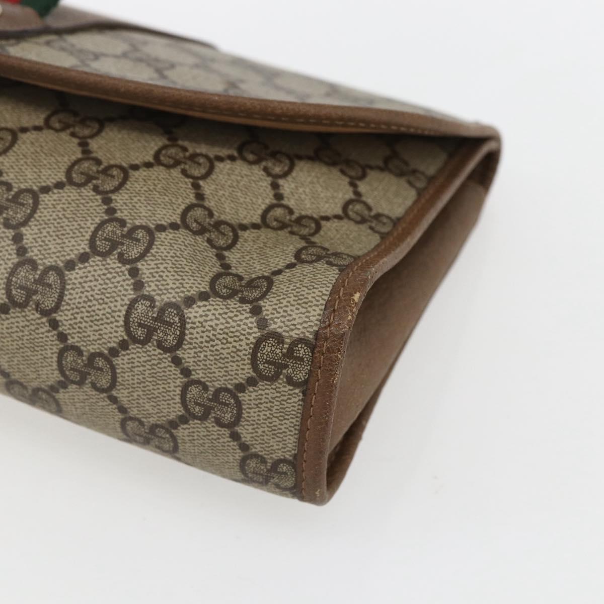 GUCCI GG Supreme Web Sherry Line Clutch Bag PVC Beige Gold 89 01 030 Auth ti3683