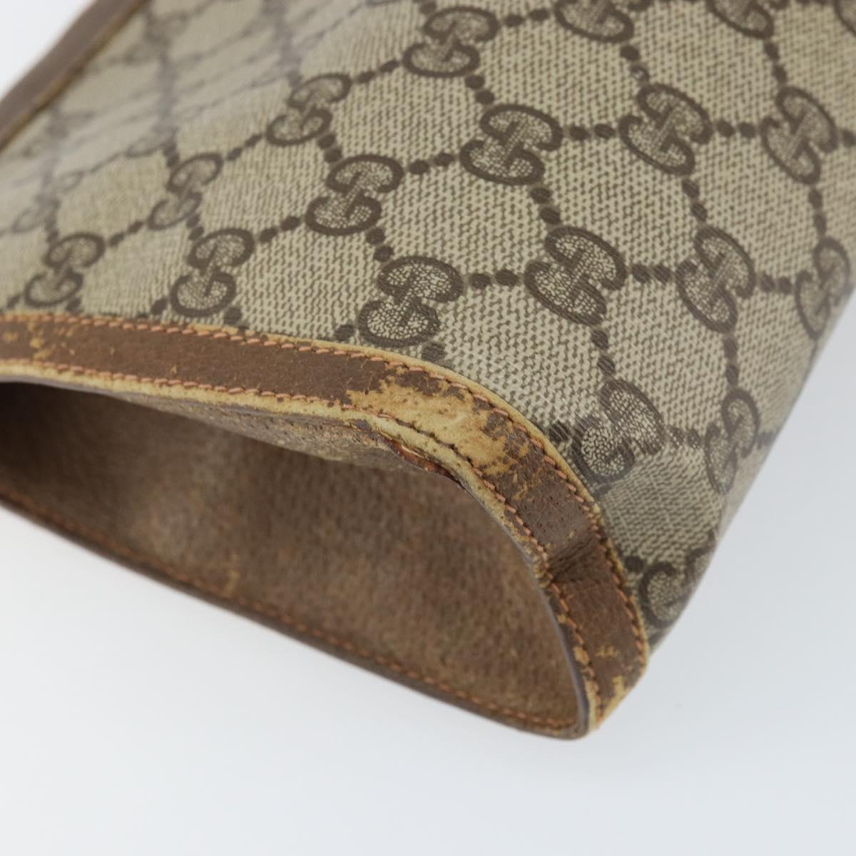 GUCCI GG Supreme Web Sherry Line Clutch Bag PVC Beige Gold 89 01 033 Auth ti3684