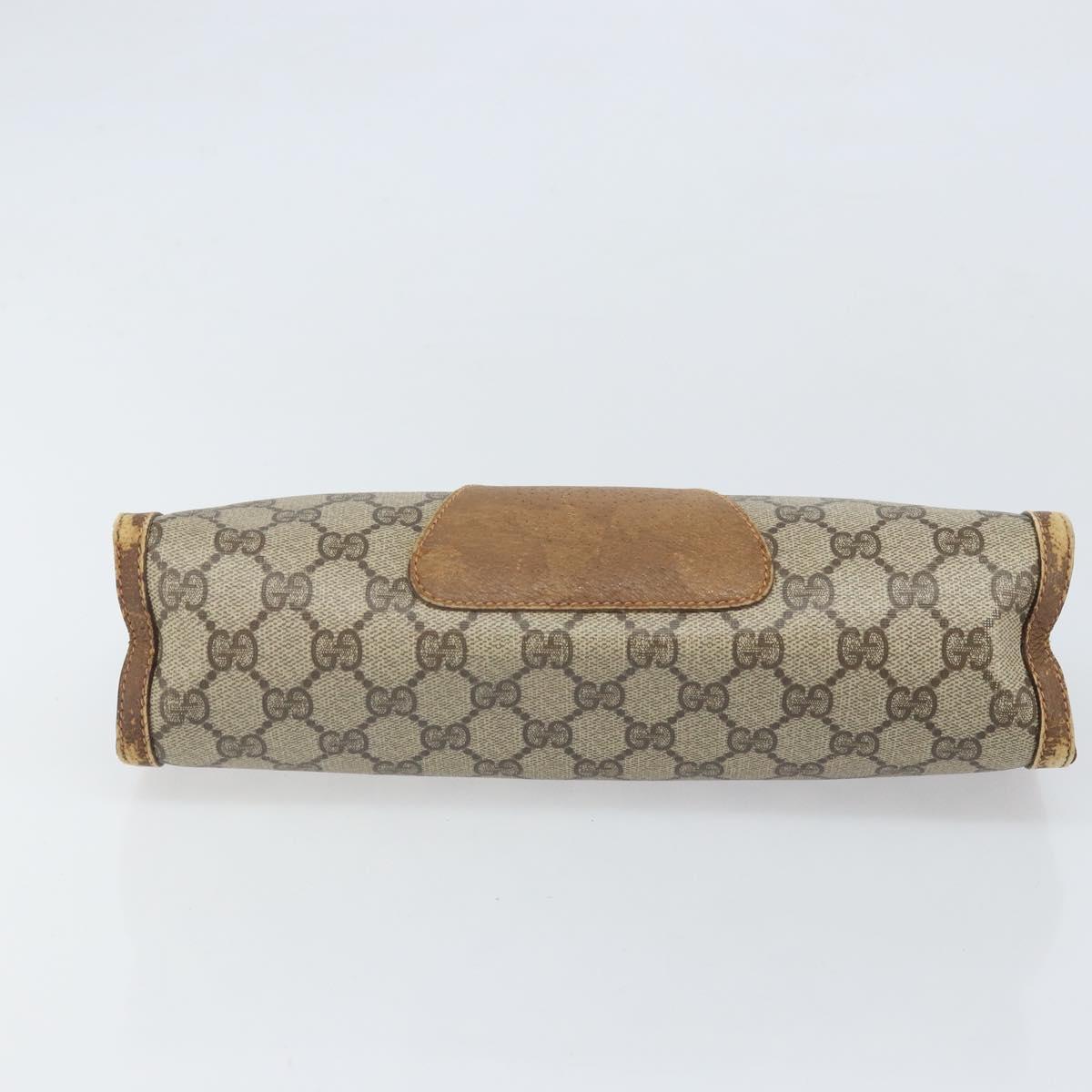 GUCCI GG Supreme Web Sherry Line Clutch Bag PVC Beige Gold 89 01 033 Auth ti3684