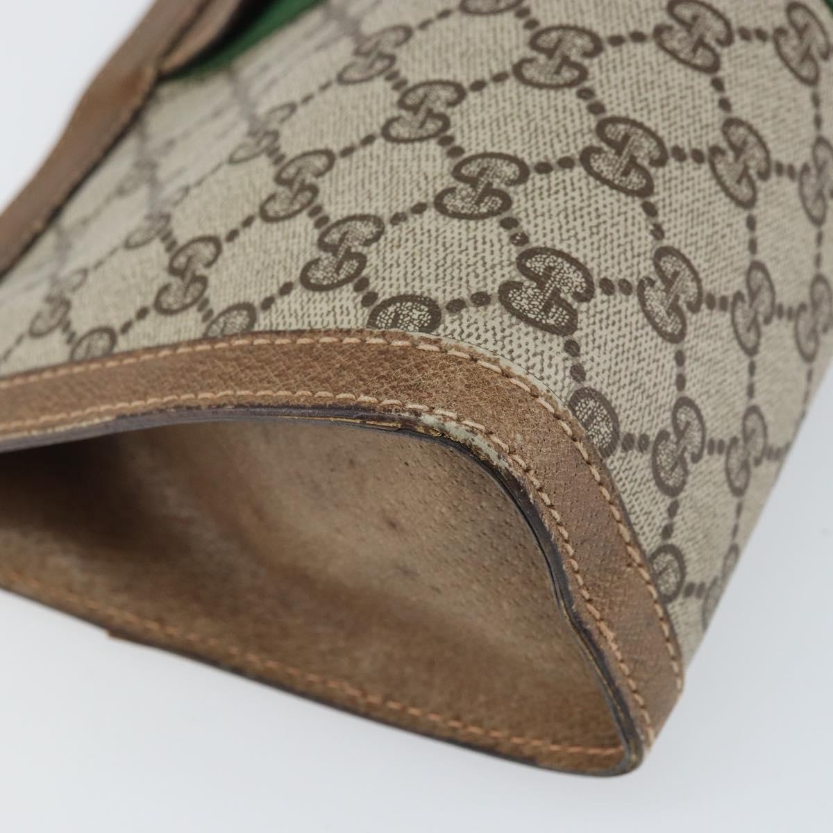 GUCCI GG Supreme Web Sherry Line Clutch Bag PVC Beige Red Auth ti3685