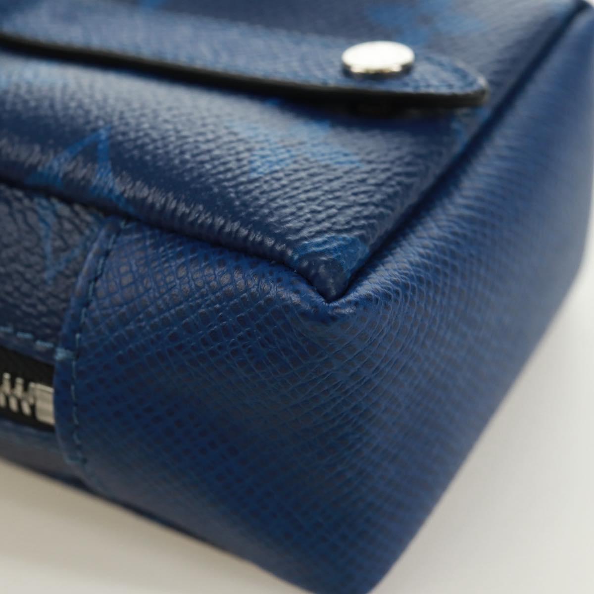 LOUIS VUITTON Monogram Taigarama Porte Cles Pouch Blue M69309 LV Auth ti3689V