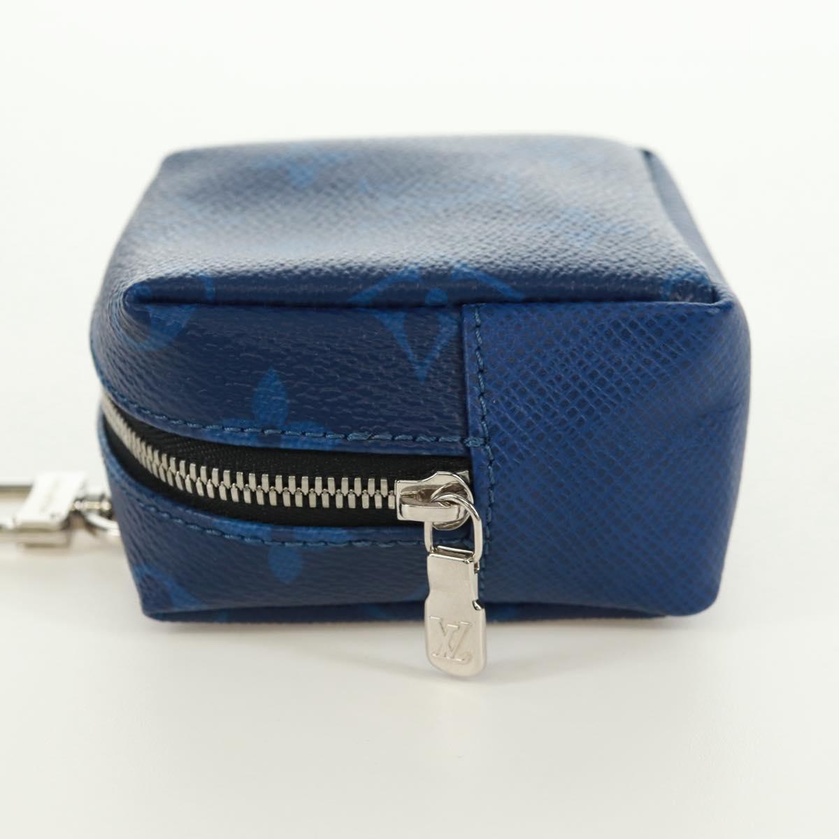 LOUIS VUITTON Monogram Taigarama Porte Cles Pouch Blue M69309 LV Auth ti3689V