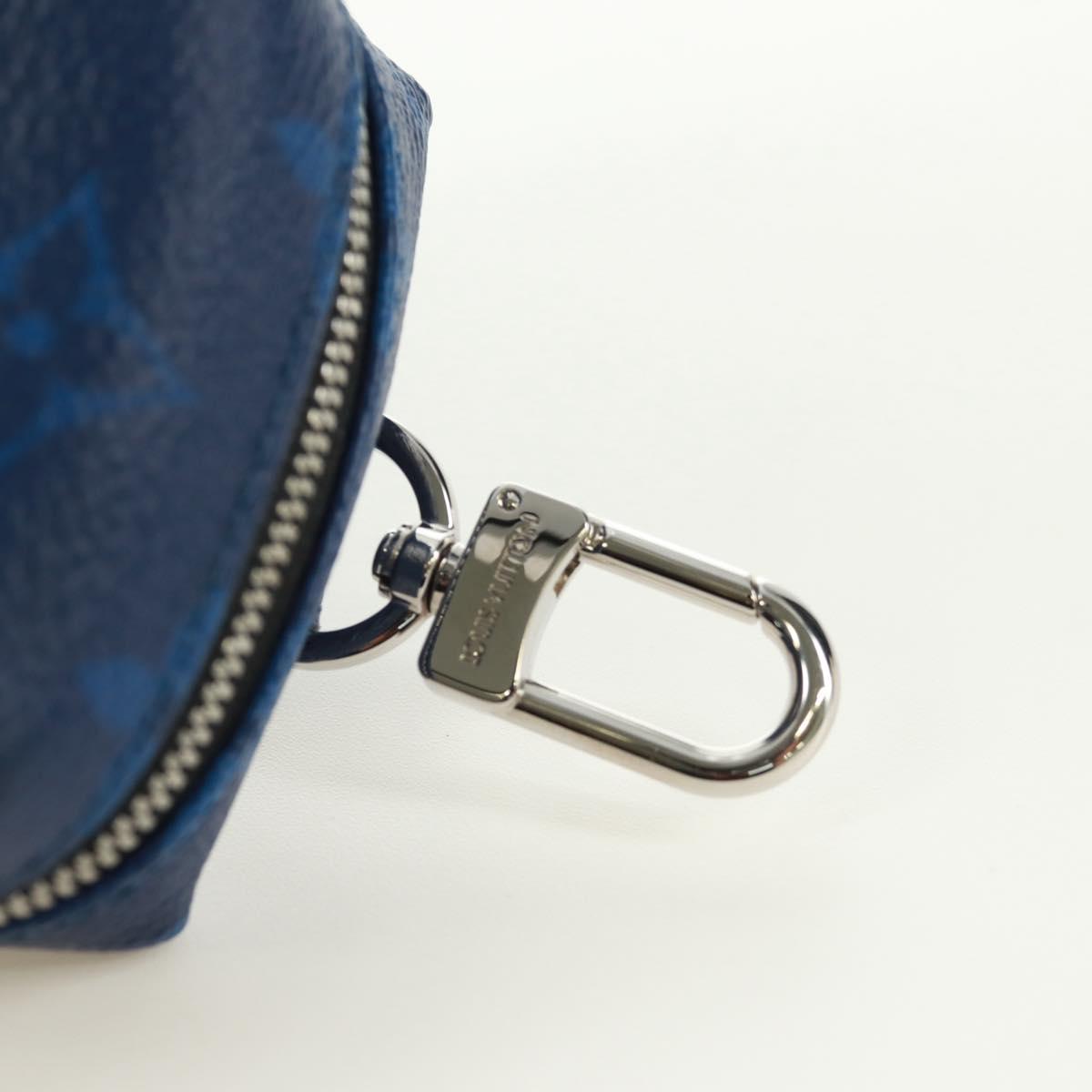 LOUIS VUITTON Monogram Taigarama Porte Cles Pouch Blue M69309 LV Auth ti3689V