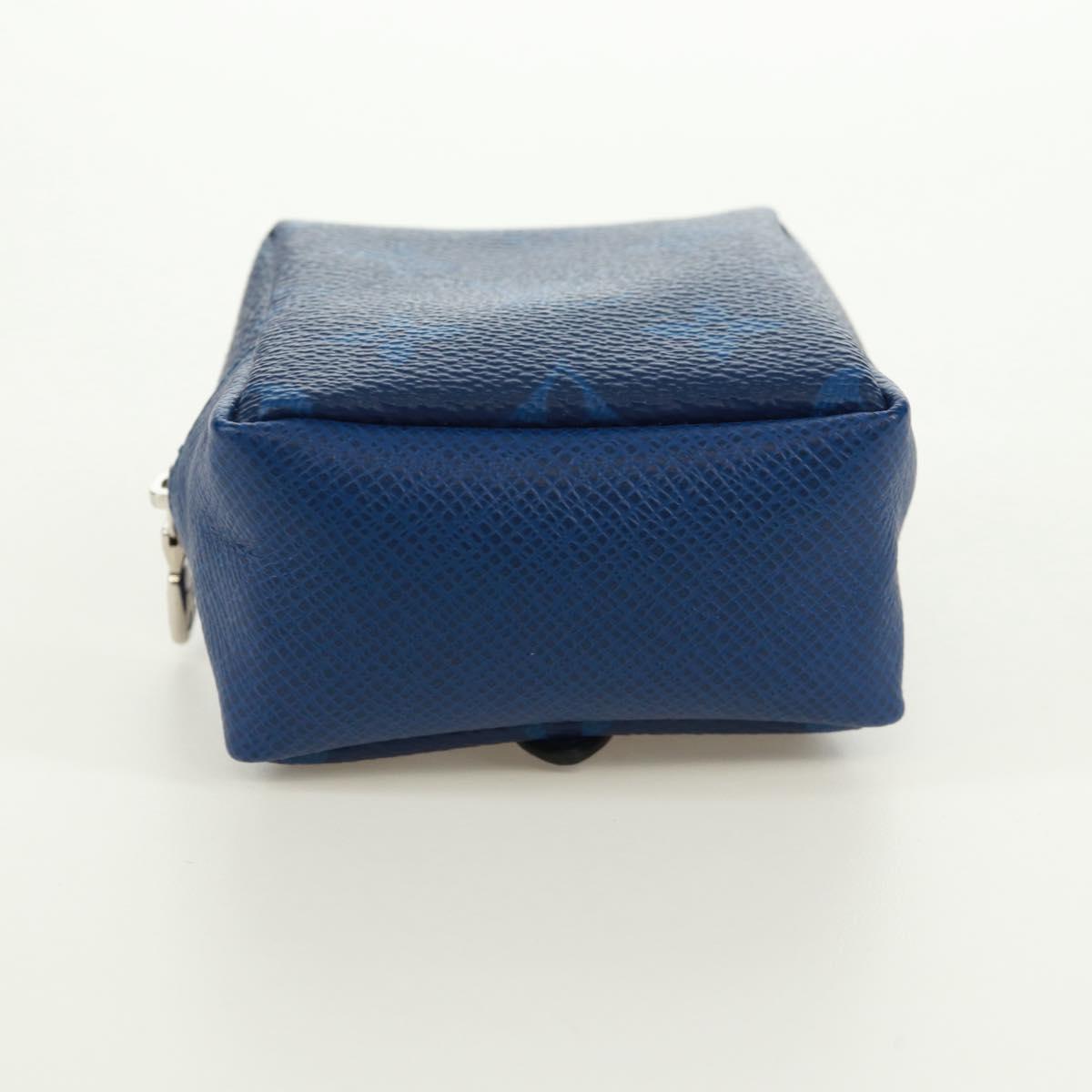 LOUIS VUITTON Monogram Taigarama Porte Cles Pouch Blue M69309 LV Auth ti3689V