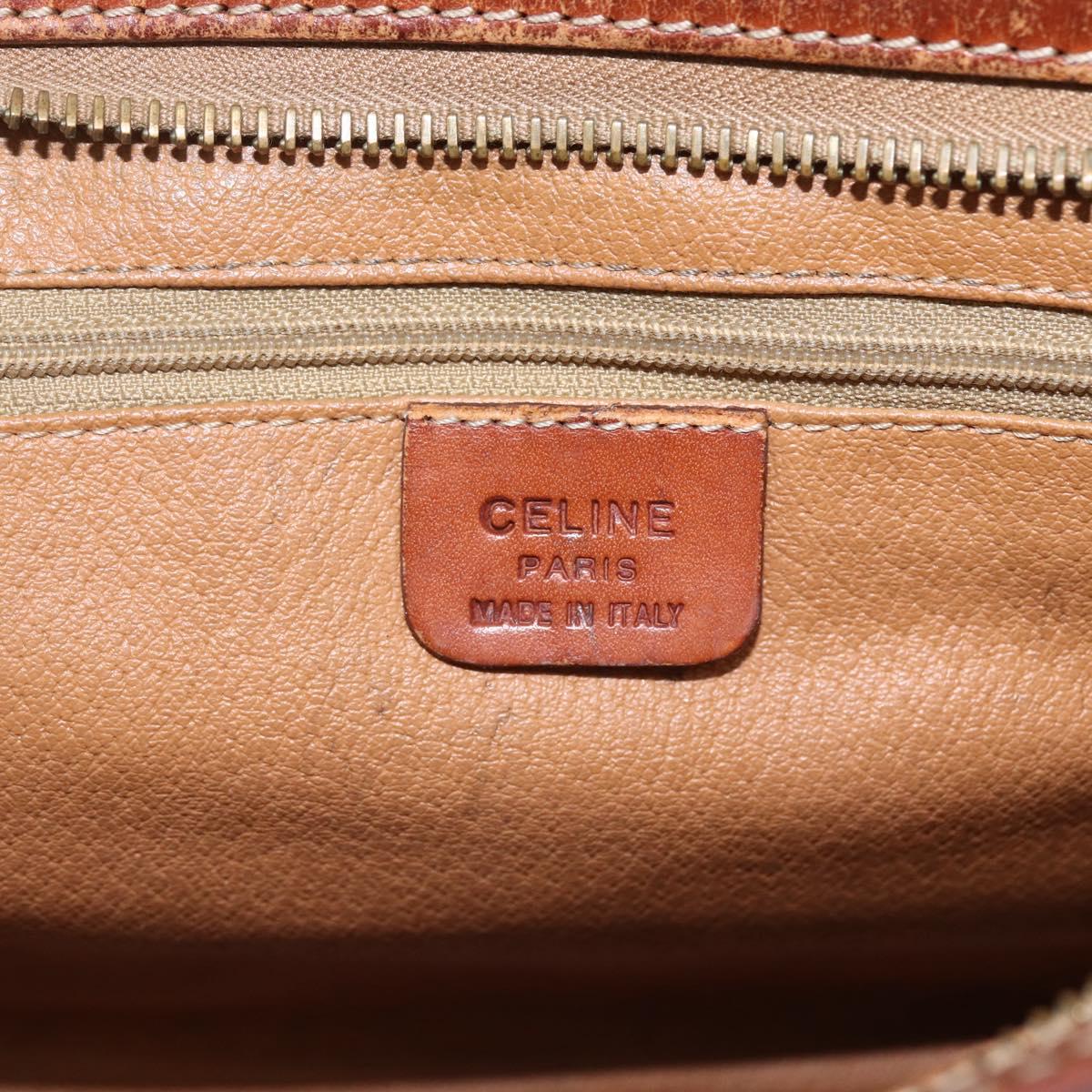 CELINE Macadam Canvas Clutch Bag PVC Leather Brown Gold Auth ti3690
