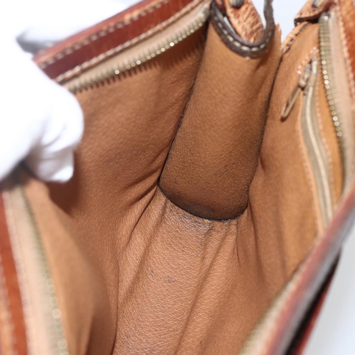 CELINE Macadam Canvas Clutch Bag PVC Leather Brown Gold Auth ti3690