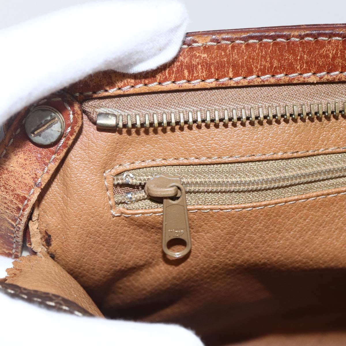 CELINE Macadam Canvas Clutch Bag PVC Leather Brown Gold Auth ti3690