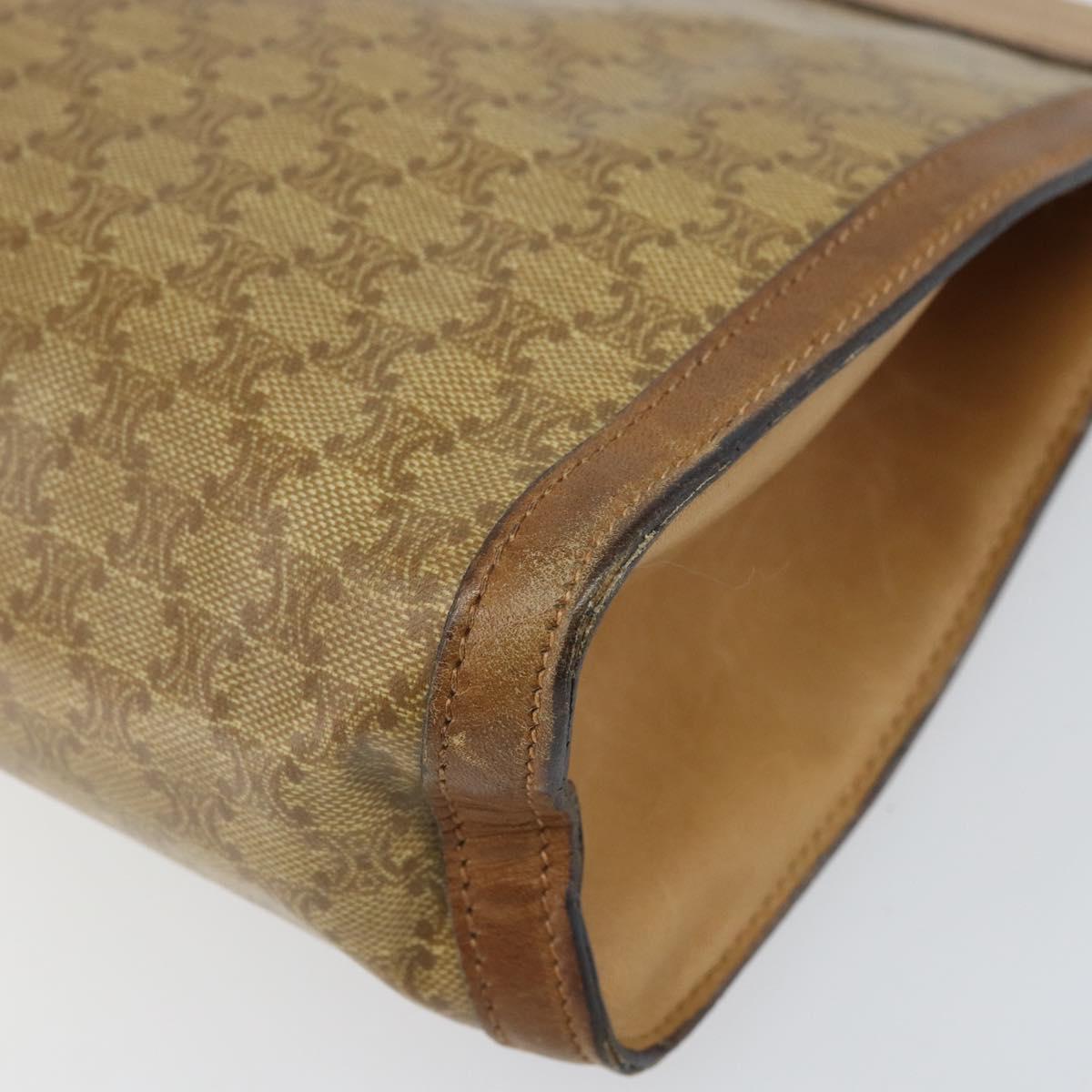 CELINE Macadam Canvas Clutch Bag PVC Beige Auth ti3691