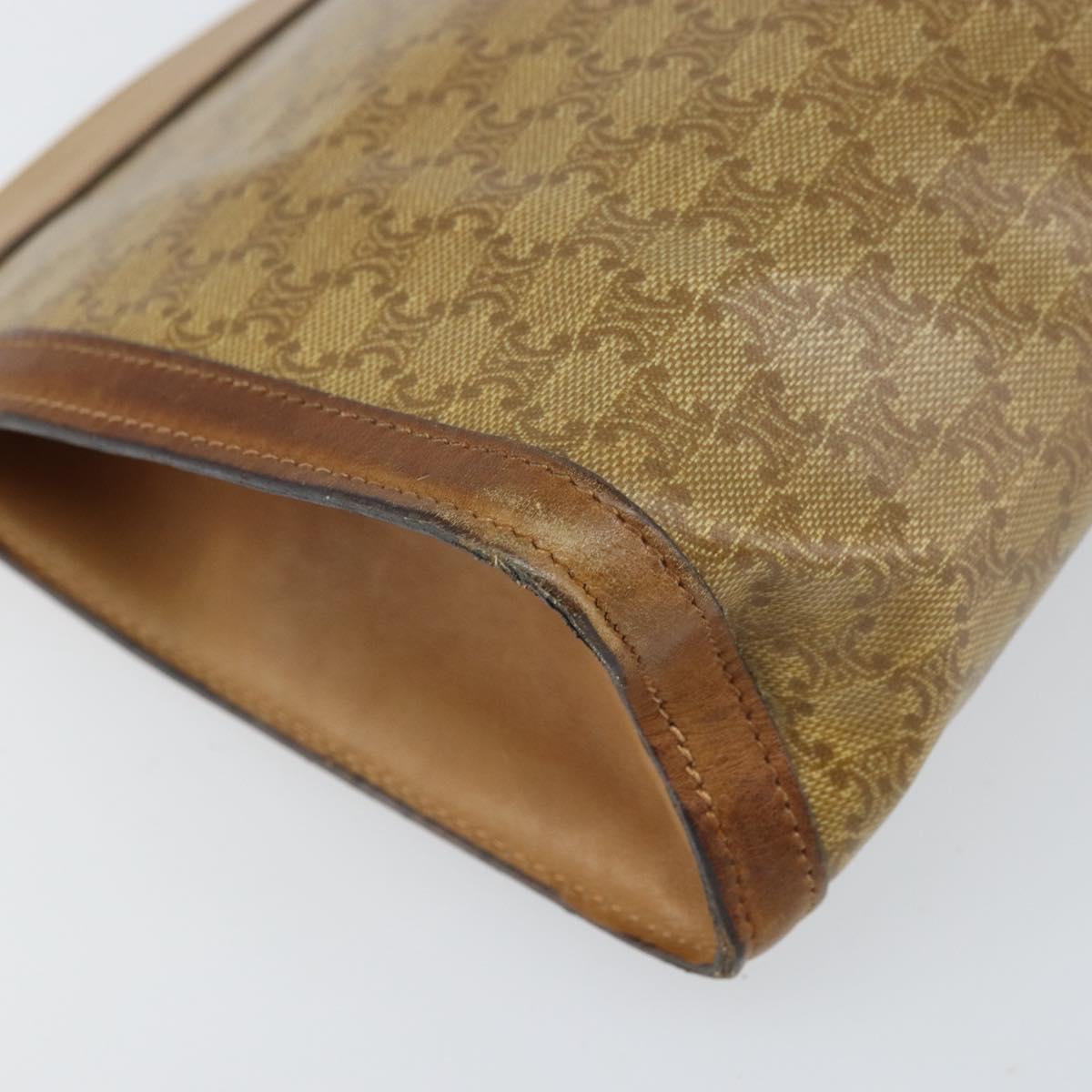 CELINE Macadam Canvas Clutch Bag PVC Beige Auth ti3691