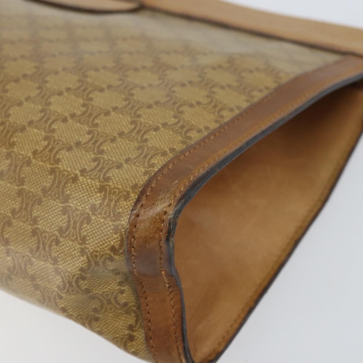 CELINE Macadam Canvas Clutch Bag PVC Beige Auth ti3691