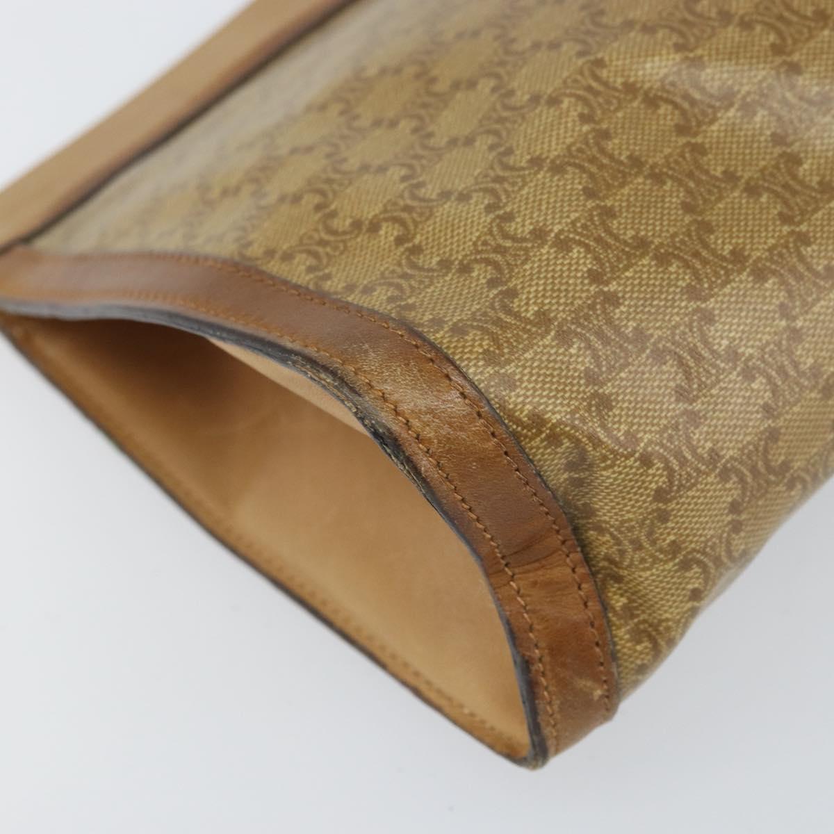 CELINE Macadam Canvas Clutch Bag PVC Beige Auth ti3691