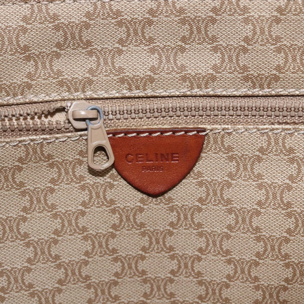 CELINE Macadam Canvas Tote Bag PVC Beige Gold Auth ti3692