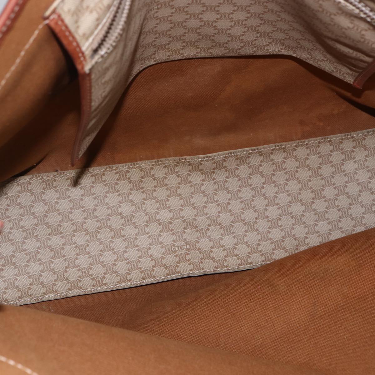 CELINE Macadam Canvas Tote Bag PVC Beige Gold Auth ti3692