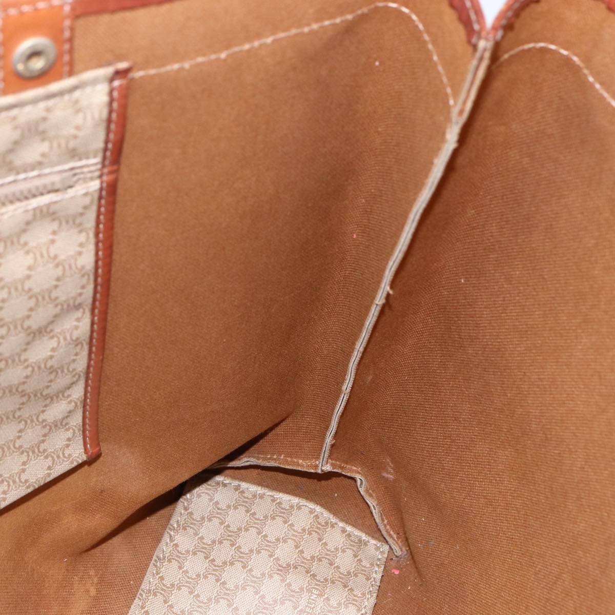 CELINE Macadam Canvas Tote Bag PVC Beige Gold Auth ti3692