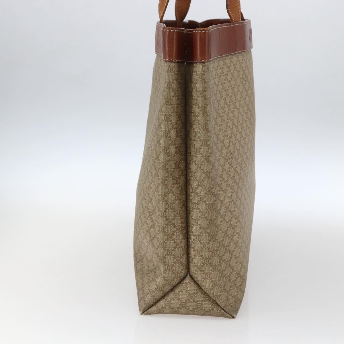 CELINE Macadam Canvas Tote Bag PVC Beige Gold Auth ti3692