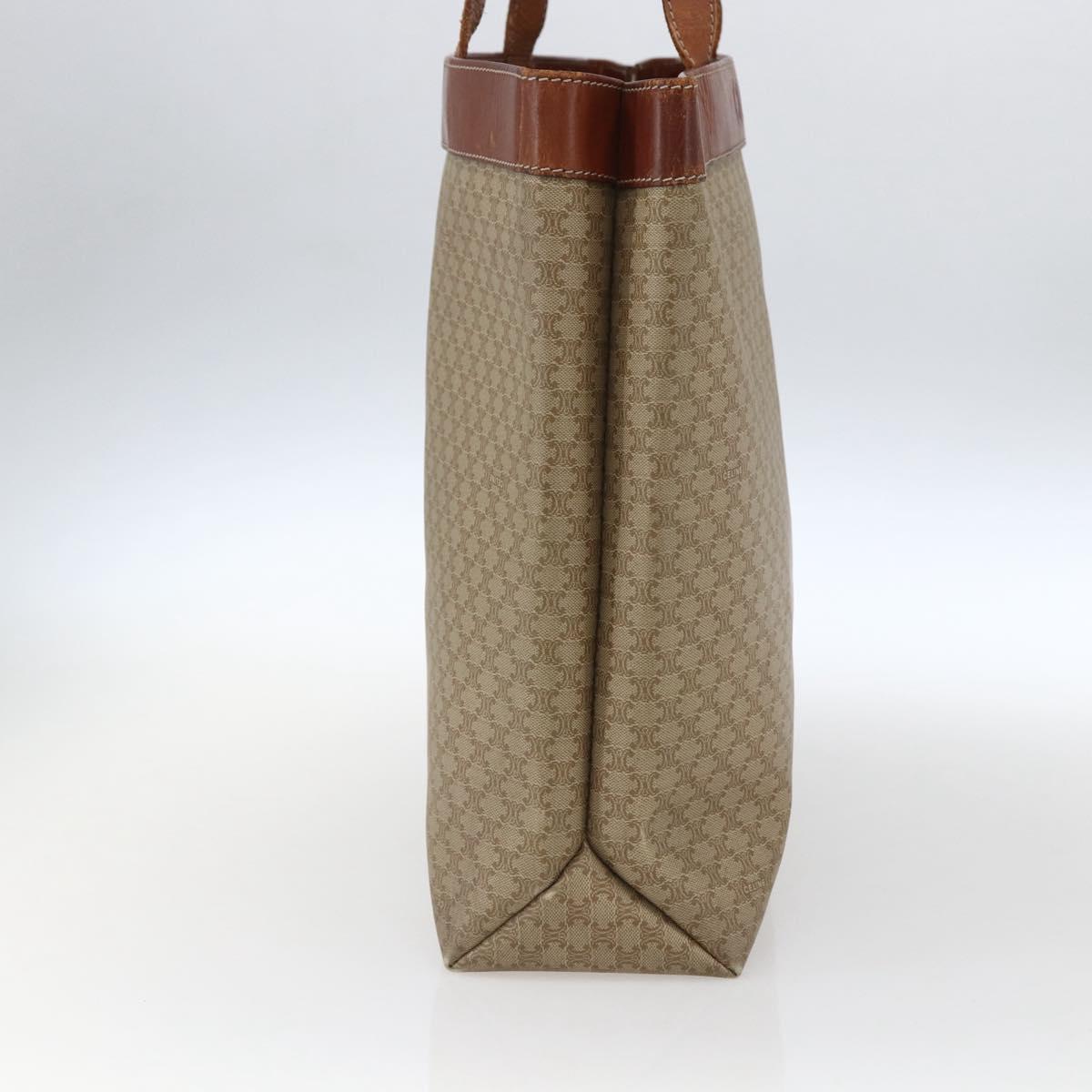 CELINE Macadam Canvas Tote Bag PVC Beige Gold Auth ti3692