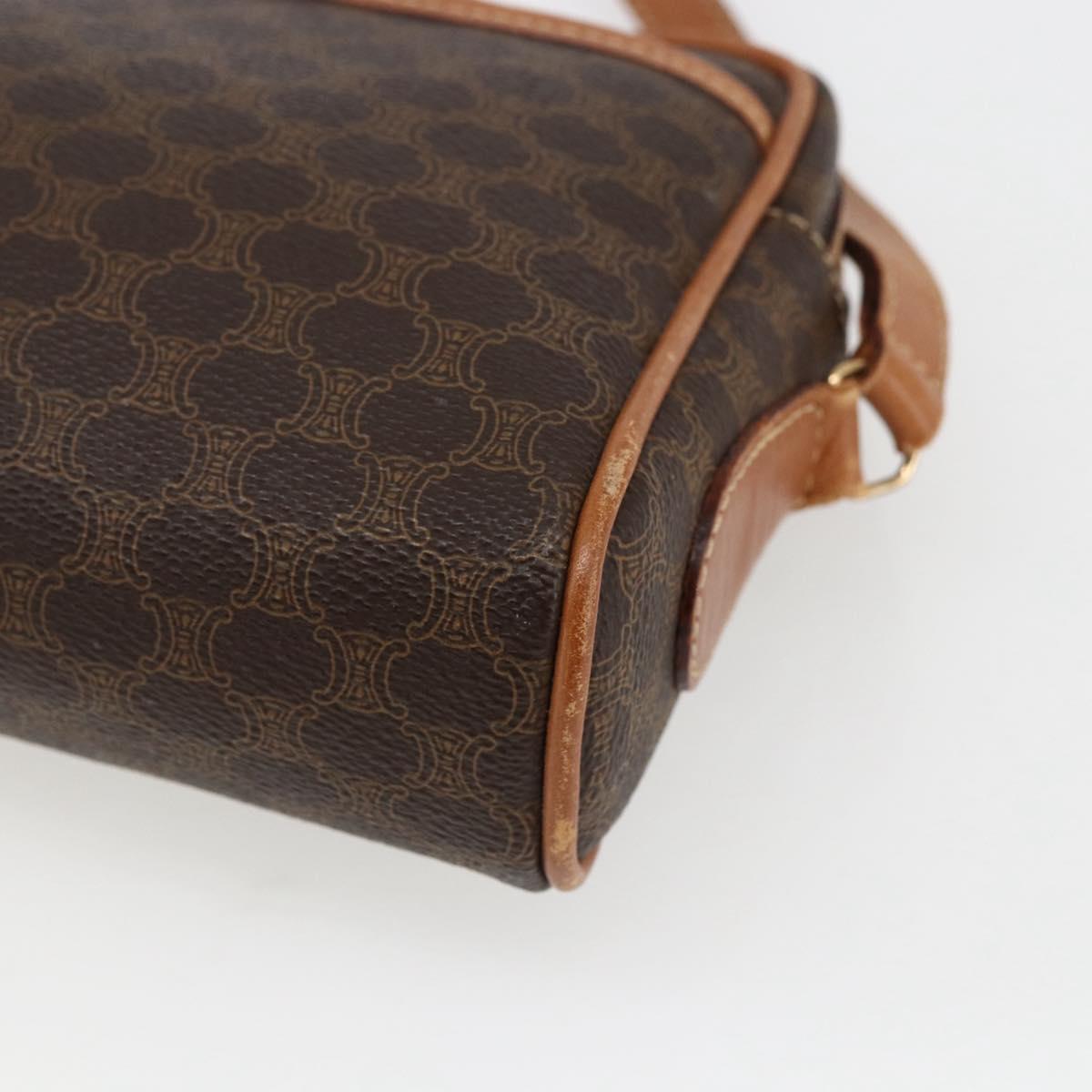 CELINE Macadam Canvas Shoulder Bag PVC Leather Brown Gold Auth ti3696