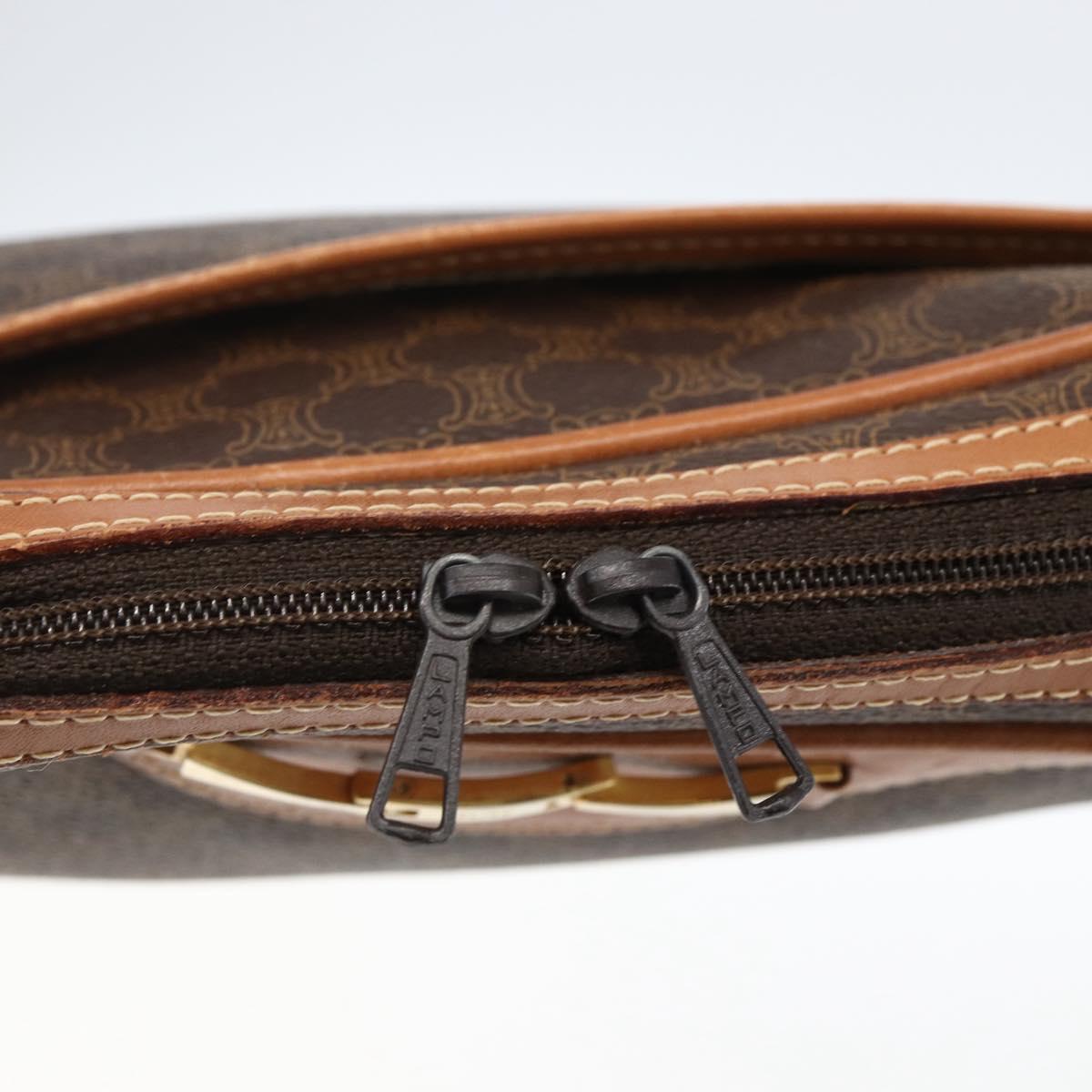CELINE Macadam Canvas Shoulder Bag PVC Leather Brown Gold Auth ti3696