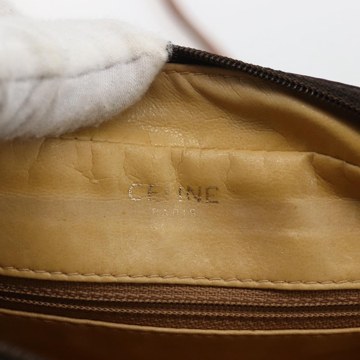 CELINE Macadam Canvas Shoulder Bag PVC Leather Brown Gold Auth ti3696