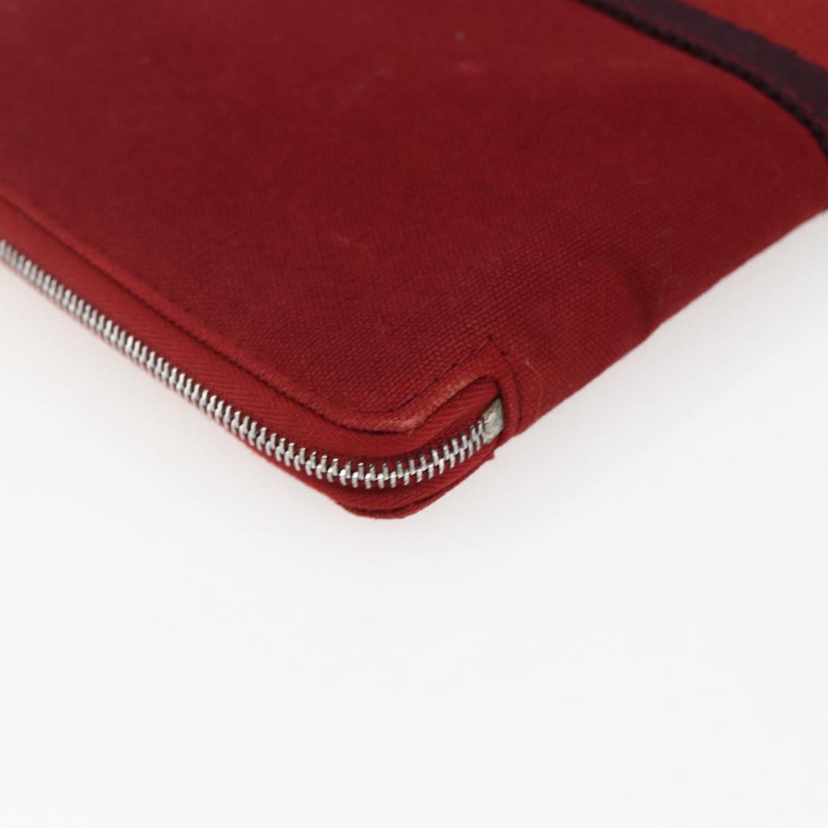 HERMES Fourre Tout Perth GM Long Wallet Canvas Red Auth ti3698